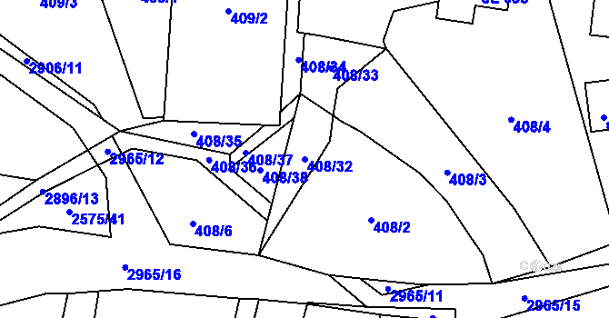 Parcela st. 408/32 v KÚ Kunčina, Katastrální mapa