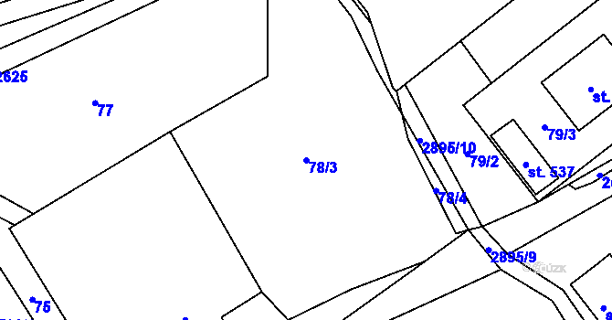 Parcela st. 78/3 v KÚ Kunčina, Katastrální mapa