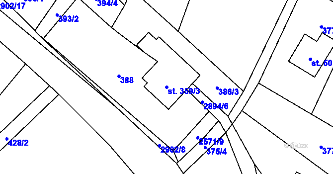 Parcela st. 359/3 v KÚ Kunčina, Katastrální mapa