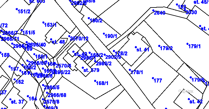 Parcela st. 2902/9 v KÚ Kunčina, Katastrální mapa