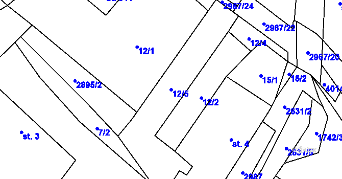 Parcela st. 12/5 v KÚ Kunčina, Katastrální mapa