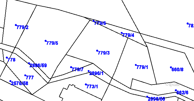 Parcela st. 779/3 v KÚ Kunčina, Katastrální mapa