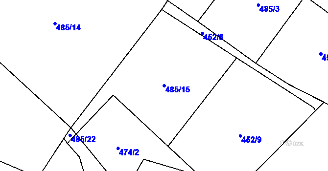 Parcela st. 485/15 v KÚ Kunčina, Katastrální mapa
