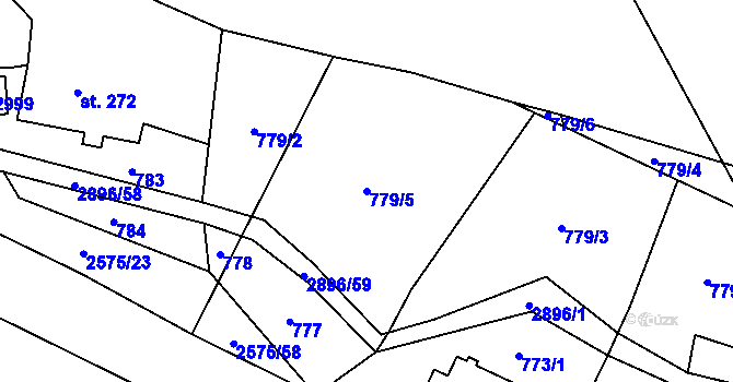 Parcela st. 779/5 v KÚ Kunčina, Katastrální mapa