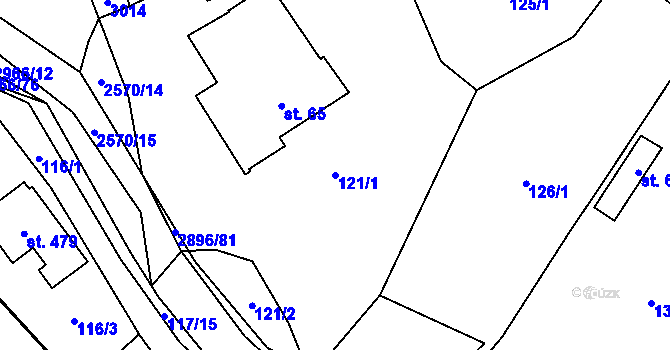 Parcela st. 121/1 v KÚ Kunčina, Katastrální mapa