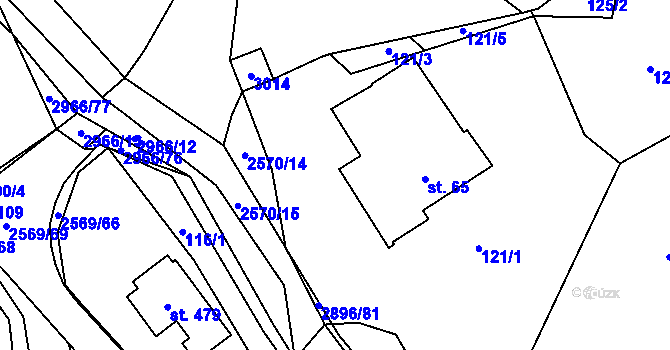 Parcela st. 121/4 v KÚ Kunčina, Katastrální mapa