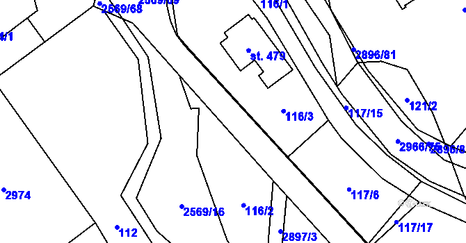 Parcela st. 2569/67 v KÚ Kunčina, Katastrální mapa