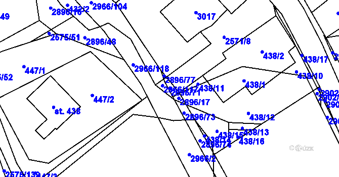 Parcela st. 2896/71 v KÚ Kunčina, Katastrální mapa
