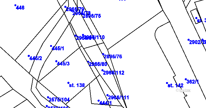 Parcela st. 2896/76 v KÚ Kunčina, Katastrální mapa