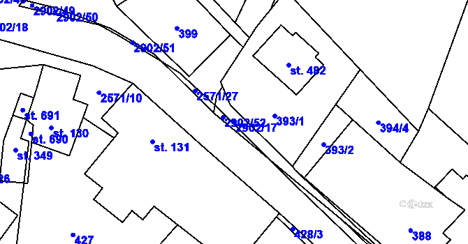 Parcela st. 2902/17 v KÚ Kunčina, Katastrální mapa