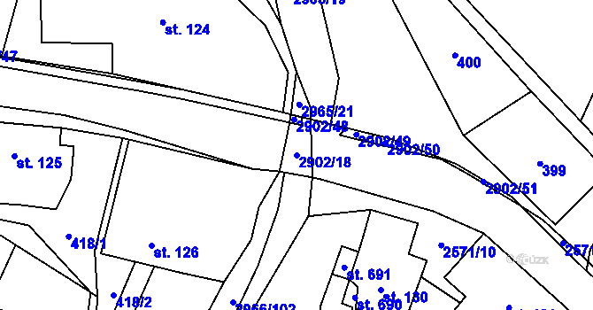 Parcela st. 2902/18 v KÚ Kunčina, Katastrální mapa