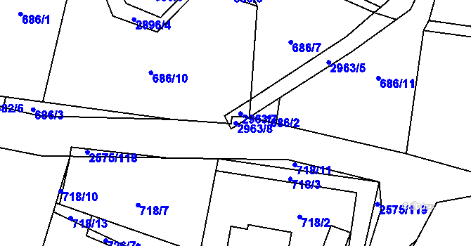 Parcela st. 2963/8 v KÚ Kunčina, Katastrální mapa