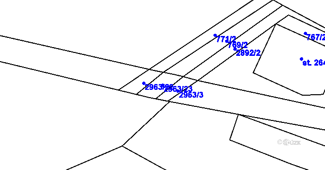 Parcela st. 2963/23 v KÚ Kunčina, Katastrální mapa