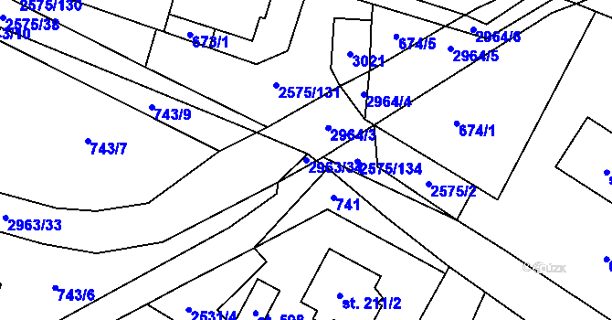 Parcela st. 2963/34 v KÚ Kunčina, Katastrální mapa