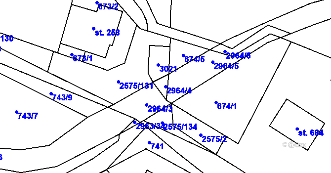 Parcela st. 2964/4 v KÚ Kunčina, Katastrální mapa