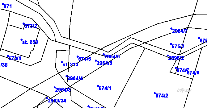 Parcela st. 2964/6 v KÚ Kunčina, Katastrální mapa