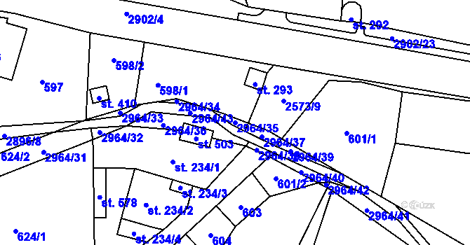 Parcela st. 2964/35 v KÚ Kunčina, Katastrální mapa
