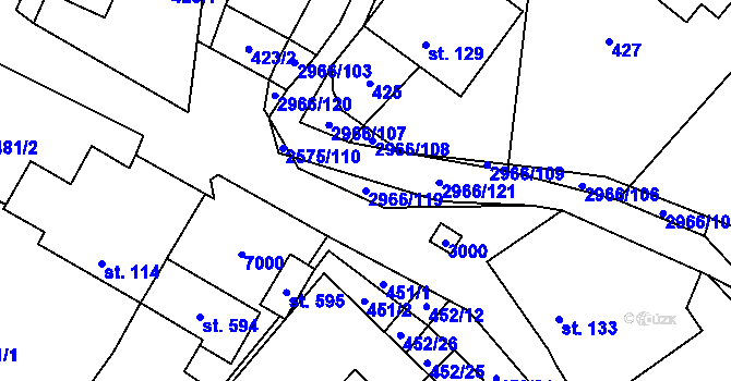 Parcela st. 2966/119 v KÚ Kunčina, Katastrální mapa