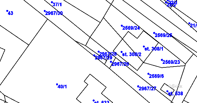 Parcela st. 2967/28 v KÚ Kunčina, Katastrální mapa