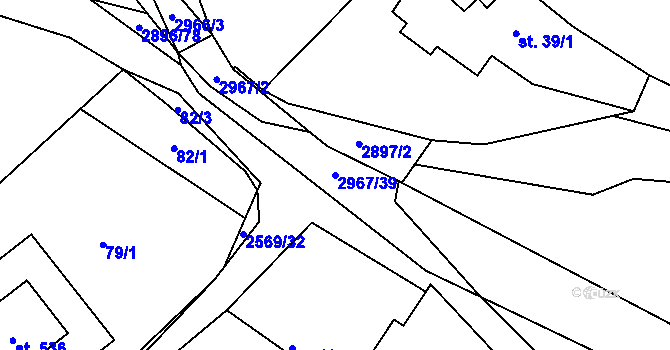 Parcela st. 2967/39 v KÚ Kunčina, Katastrální mapa