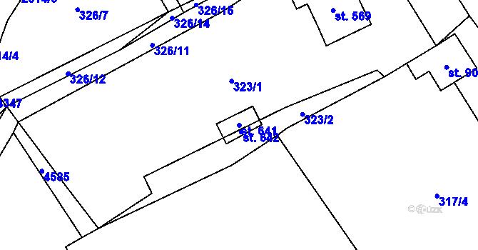 Parcela st. 641 v KÚ Kunčina, Katastrální mapa