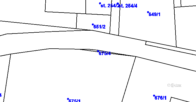 Parcela st. 675/4 v KÚ Kunčina, Katastrální mapa