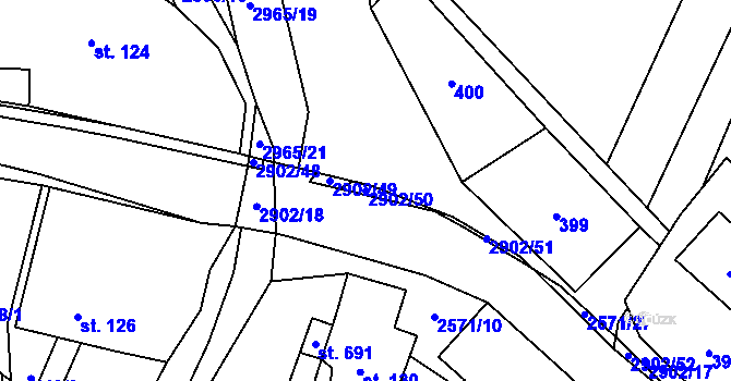 Parcela st. 2902/50 v KÚ Kunčina, Katastrální mapa