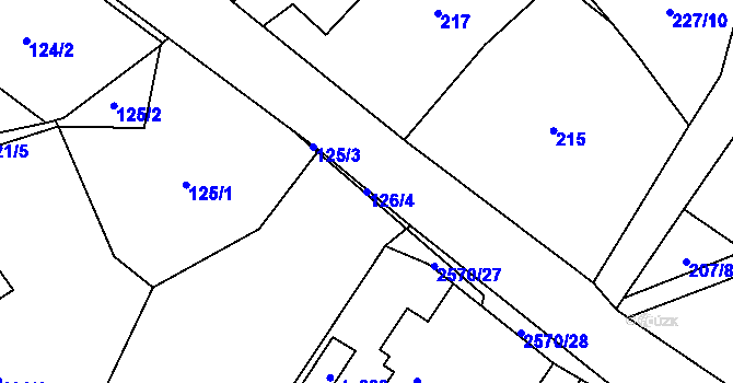 Parcela st. 126/4 v KÚ Kunčina, Katastrální mapa
