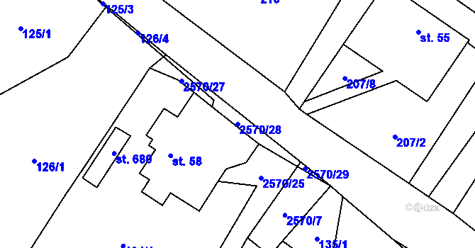 Parcela st. 2570/28 v KÚ Kunčina, Katastrální mapa