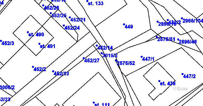 Parcela st. 3015/2 v KÚ Kunčina, Katastrální mapa