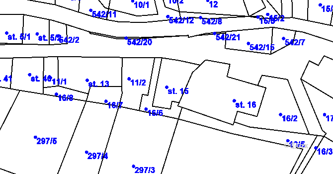 Parcela st. 15 v KÚ Kunčina Ves, Katastrální mapa