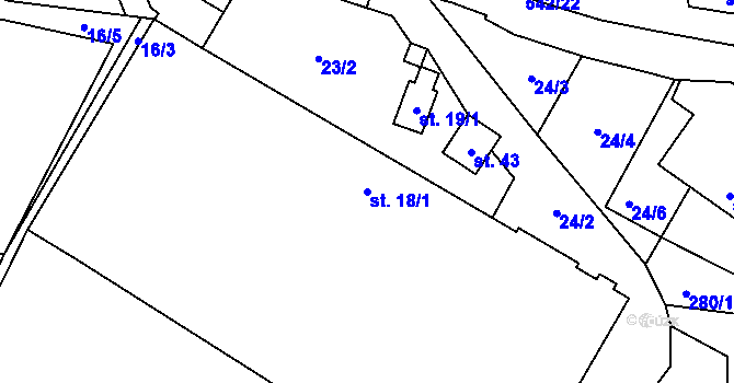 Parcela st. 18/1 v KÚ Kunčina Ves, Katastrální mapa