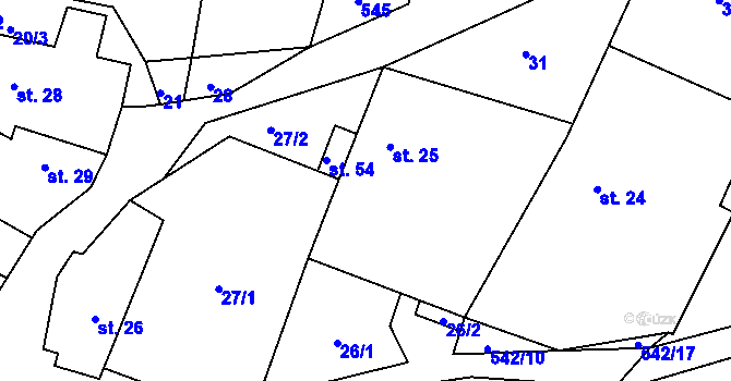Parcela st. 25 v KÚ Kunčina Ves, Katastrální mapa