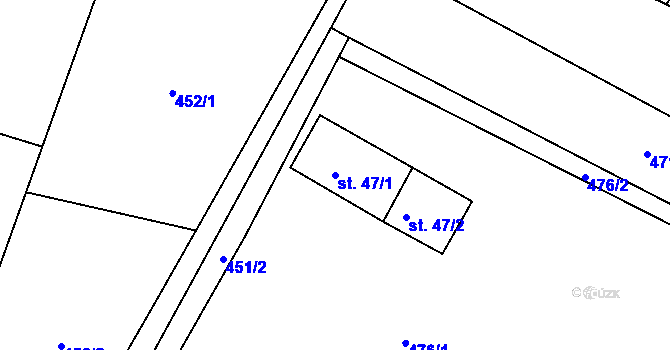 Parcela st. 47/1 v KÚ Kunčina Ves, Katastrální mapa