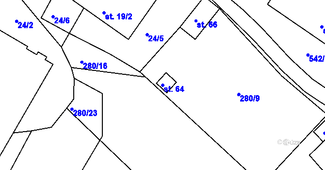 Parcela st. 64 v KÚ Kunčina Ves, Katastrální mapa