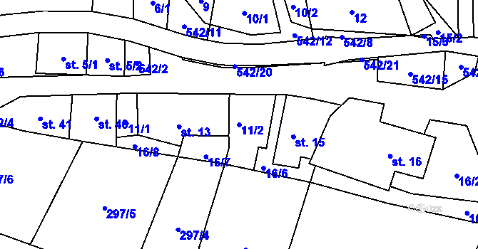 Parcela st. 11/2 v KÚ Kunčina Ves, Katastrální mapa