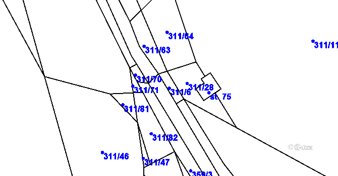 Parcela st. 311/6 v KÚ Kunčina Ves, Katastrální mapa