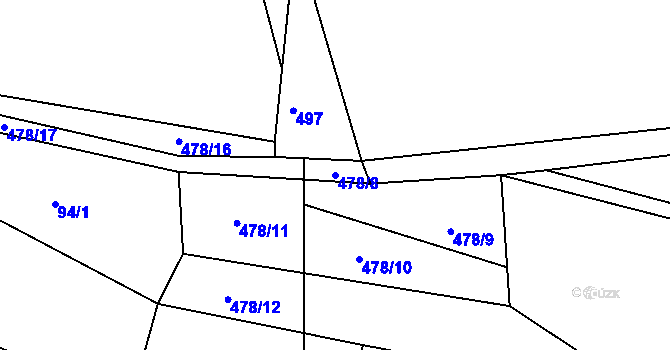 Parcela st. 478/8 v KÚ Kunčina Ves, Katastrální mapa