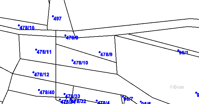 Parcela st. 478/9 v KÚ Kunčina Ves, Katastrální mapa