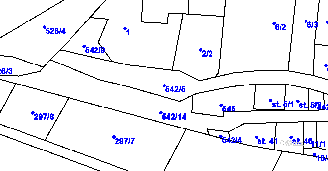 Parcela st. 542/5 v KÚ Kunčina Ves, Katastrální mapa