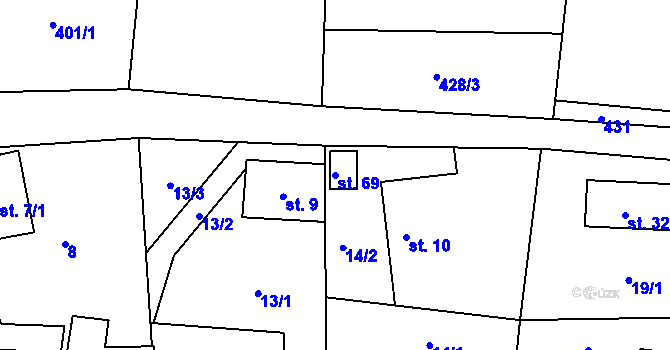 Parcela st. 69 v KÚ Kunčina Ves, Katastrální mapa