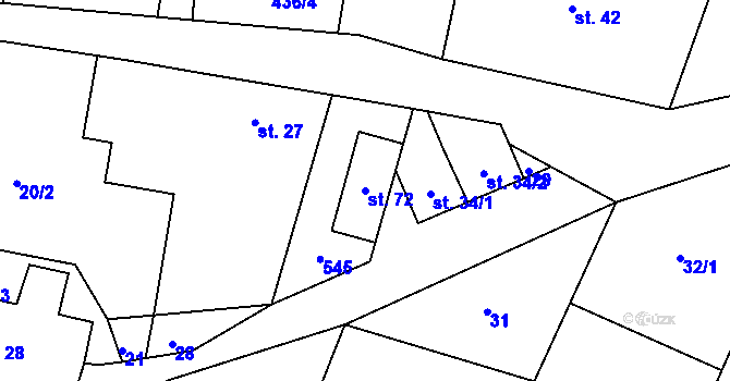 Parcela st. 72 v KÚ Kunčina Ves, Katastrální mapa