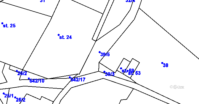Parcela st. 39/5 v KÚ Kunčina Ves, Katastrální mapa