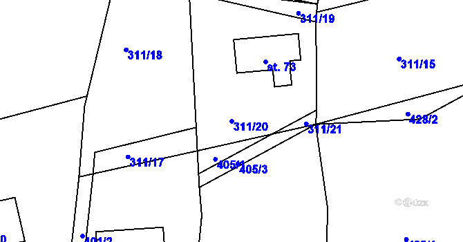 Parcela st. 311/20 v KÚ Kunčina Ves, Katastrální mapa