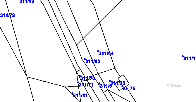 Parcela st. 311/64 v KÚ Kunčina Ves, Katastrální mapa