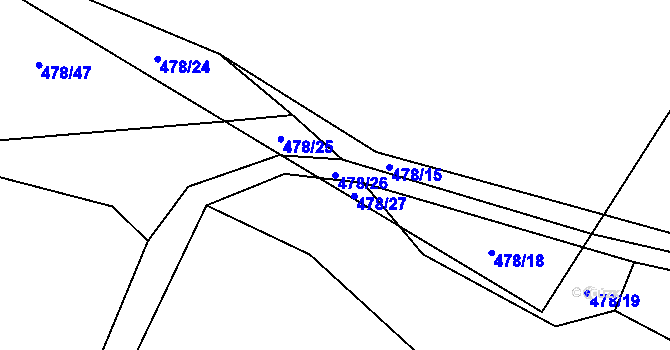 Parcela st. 478/26 v KÚ Kunčina Ves, Katastrální mapa