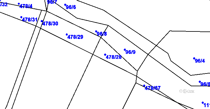 Parcela st. 478/28 v KÚ Kunčina Ves, Katastrální mapa