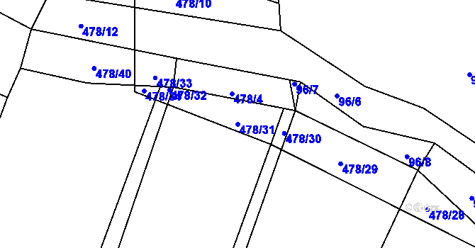 Parcela st. 478/31 v KÚ Kunčina Ves, Katastrální mapa