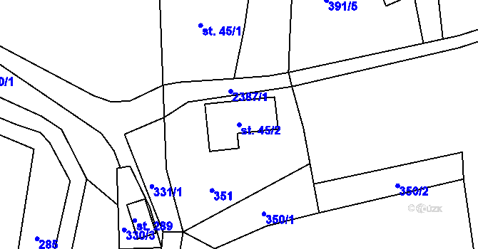 Parcela st. 45/2 v KÚ Kundratice, Katastrální mapa
