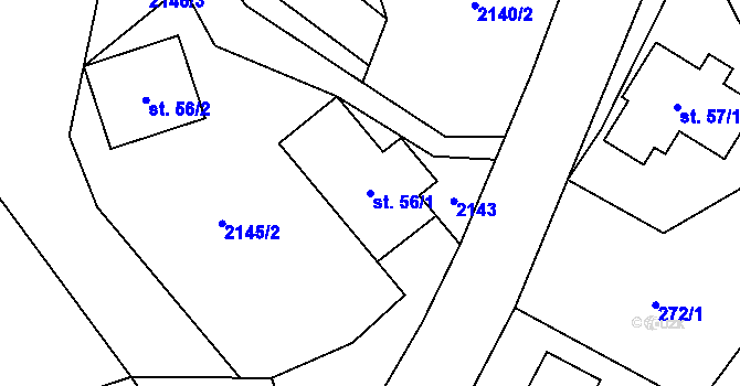 Parcela st. 56/1 v KÚ Kundratice, Katastrální mapa